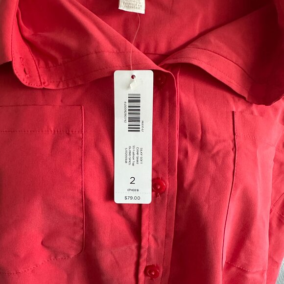NWT Chico’s Silky Soft Camp Button-Down Shirt Size: 2 (12/14) - Picture 8 of 9